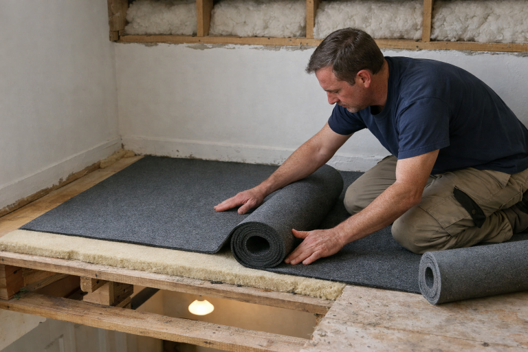 Isolation phonique entre étages avec matériaux anti-bruits d'impact et réduction des nuisances sonores